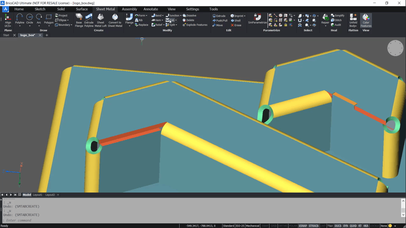 Sheet Metal - New for BricsCAD Mechanical V20- single tab. 1gif