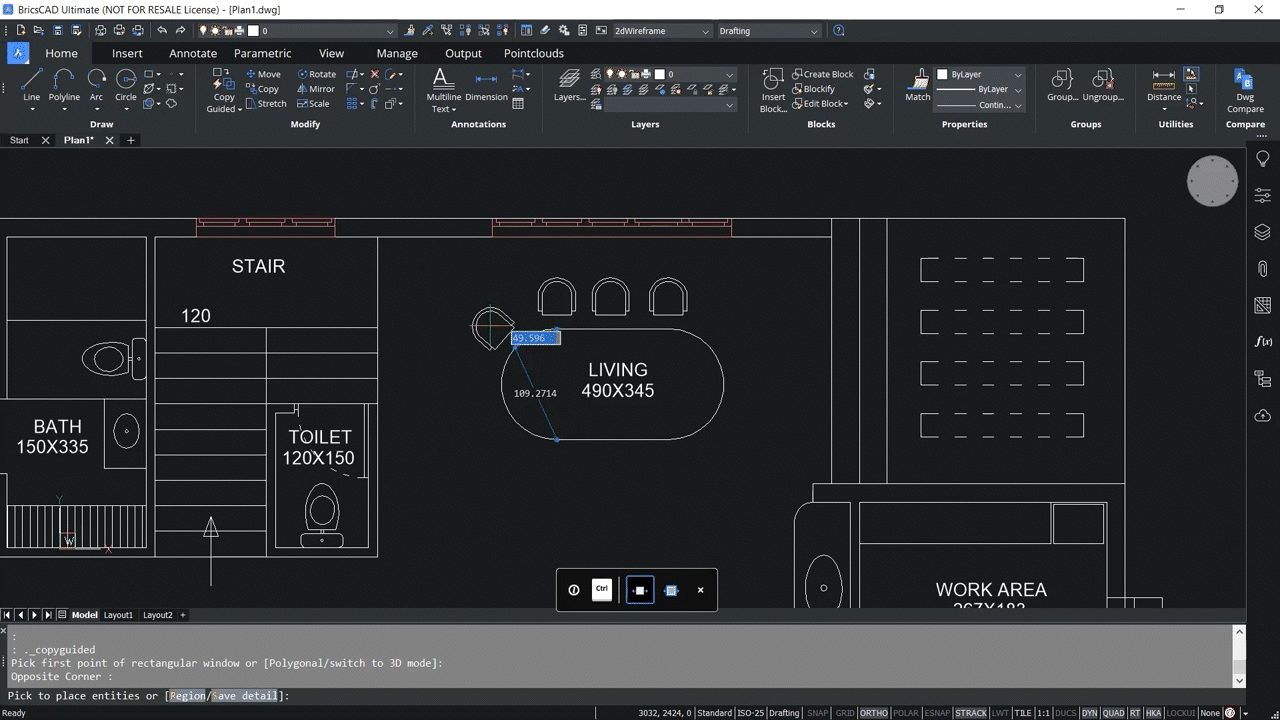 How to use CopyGuided and Moveguided commands in BricsCAD 5.27-5.34