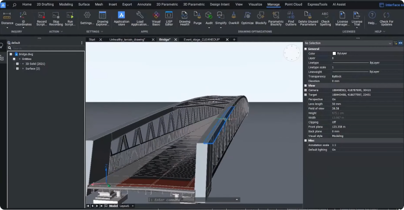 BricsCAD의 구조용 교량 3D 모델