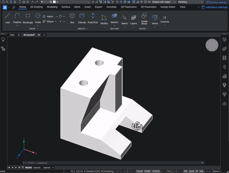 3D mechanical component in BricsCAD