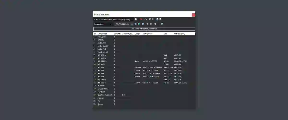 Explosive Bill of Materials management - New for BricsCAD V20