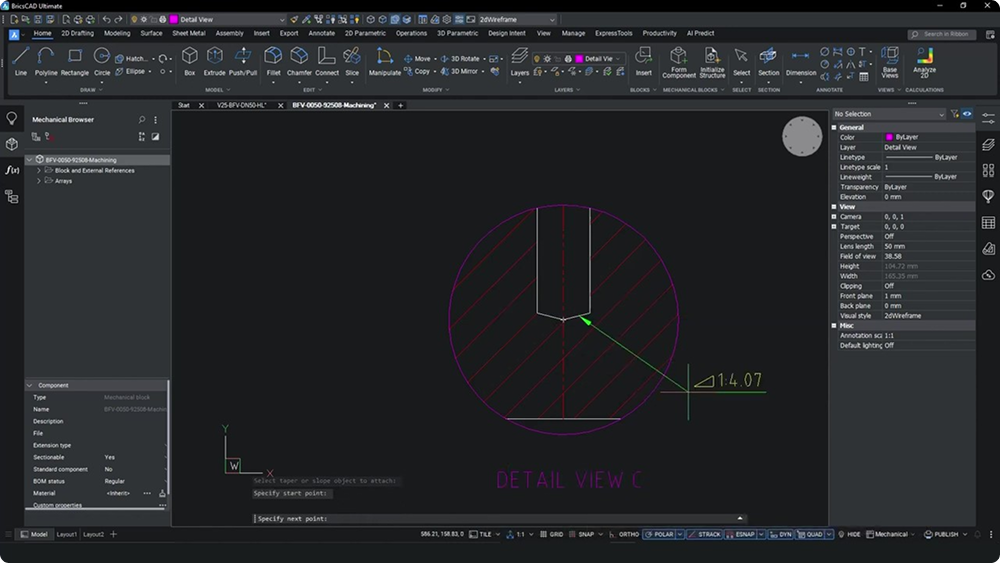AMTAPERSYM BricsCAD Mechanical