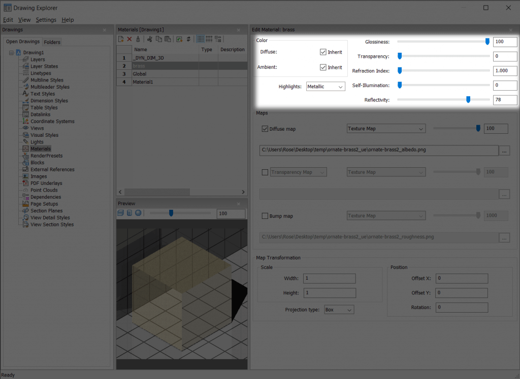 Tuesday Tips - Everything you need to know about Render Materials in BricsCAD- texture-1024x748