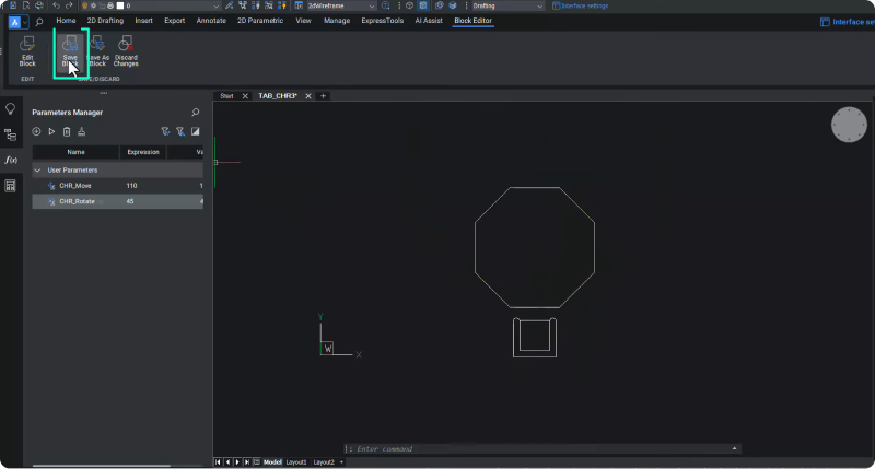 Parametrischen Block speichern