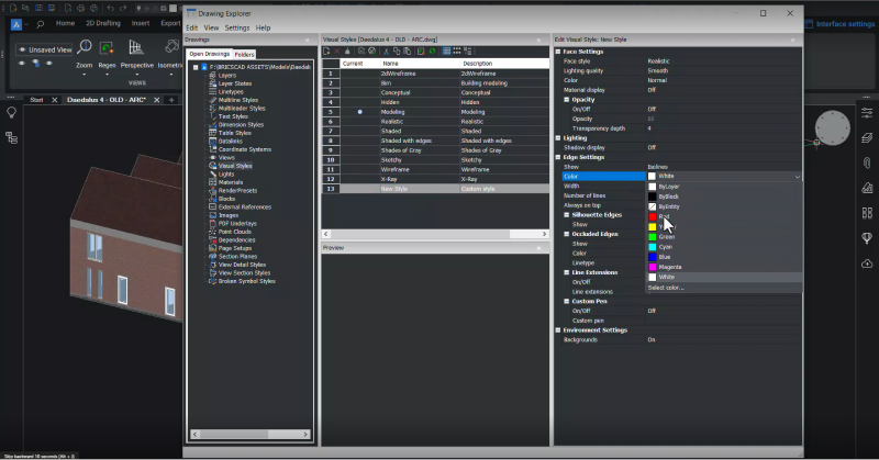 Edit new BricsCAD Visual Style