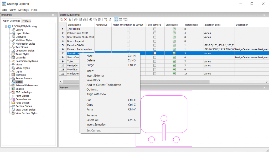 Manage Blocks With the Drawing Explorer Blocks in BricsCAD® P4