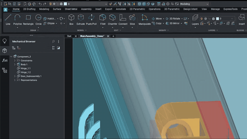 V25.2 BrcisCAD Mechanical - 3D Sheet Metal Interference - GIF
