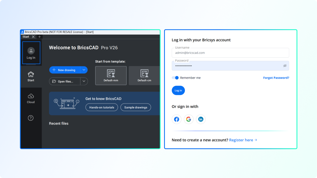Log in process for analytics authentication