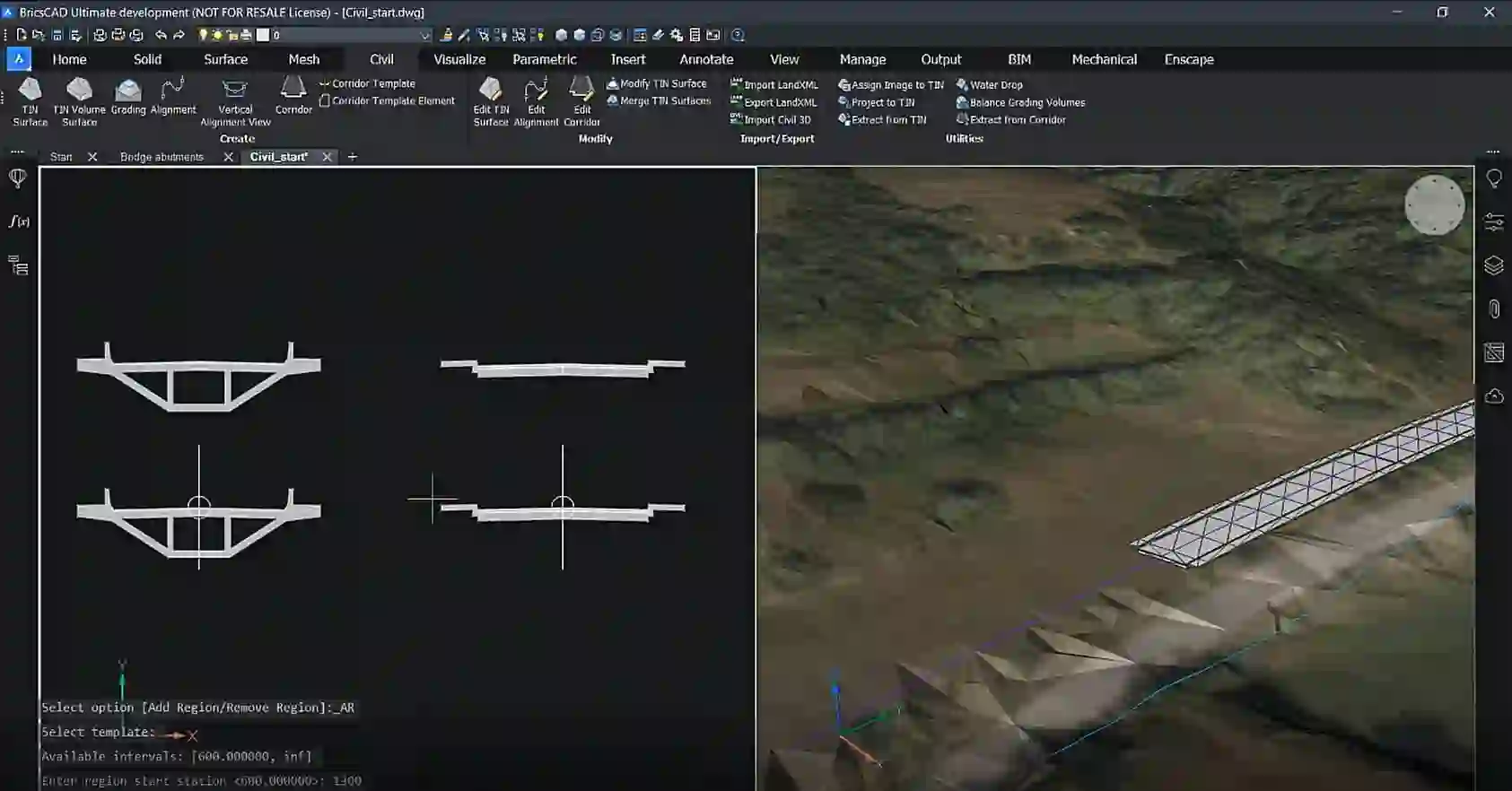 Preliminary corridor design and modelling