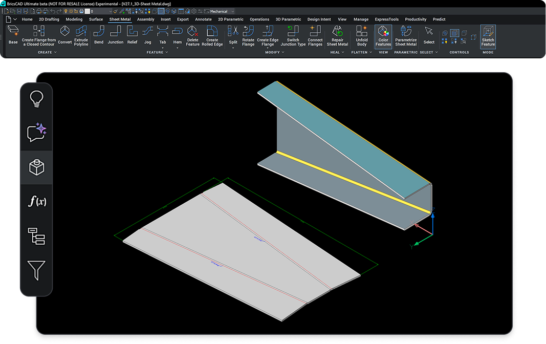 BricsCAD Mechanical - Octave Visual BricsCAD interface showing a mesh visualization of a circular part with Von Mises stress analysis displayed in a color gradient.