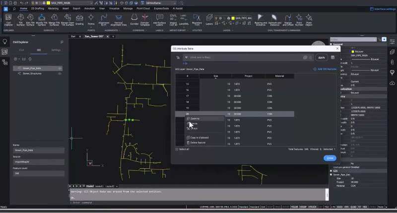 GIS Importar no BricsCAD