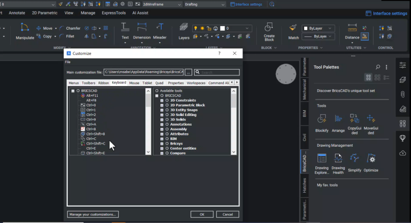 BricsCAD Tool Palette Custom Box