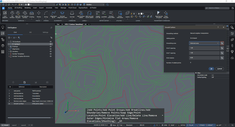 TIN Surface Smoothing in BricsCAD V25