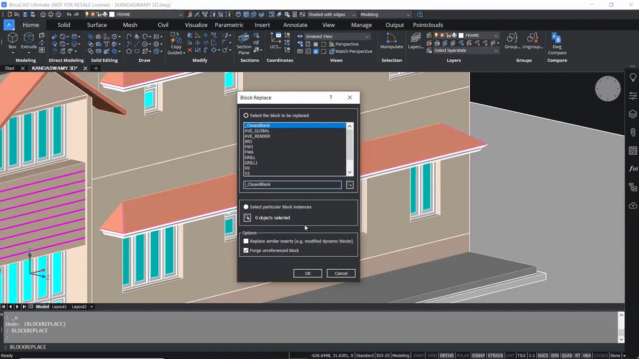 The Block Replace Command in BricsCAD v22 1,51-1,57