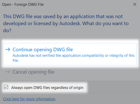 Open - Foreign DWG File AutoCAD Error Message- solution