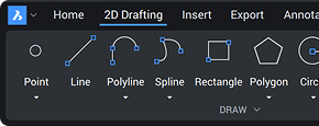 BricsCAD UI - 2D drafting ribbon BricsCAD UI - 2D drafting ribbon