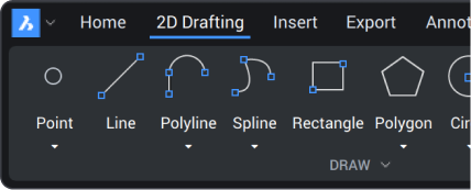 BricsCAD UI - 2D drafting ribbon