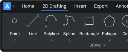 BricsCAD 2D-Zeichnen Ribbon-Oberfläche