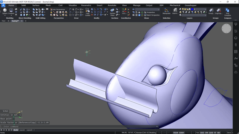 Use Complex, Curved Solids to Draw a 3D, Easter Bunny- lice