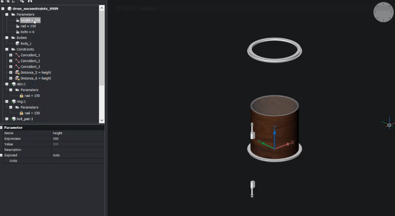 Make a Drum Kit With Parametric Modeling- height 2