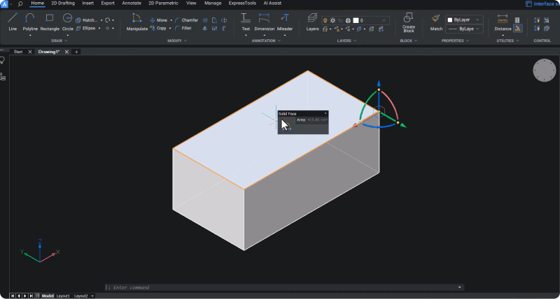 Select a Face BricsCAD Manipulator