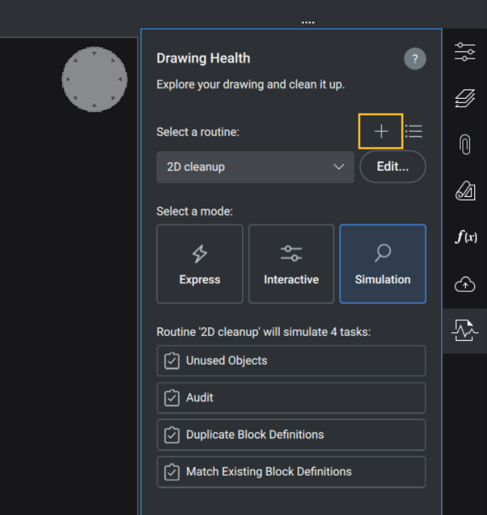 nueva rutina panel solidez del dibujo en bricscad v23