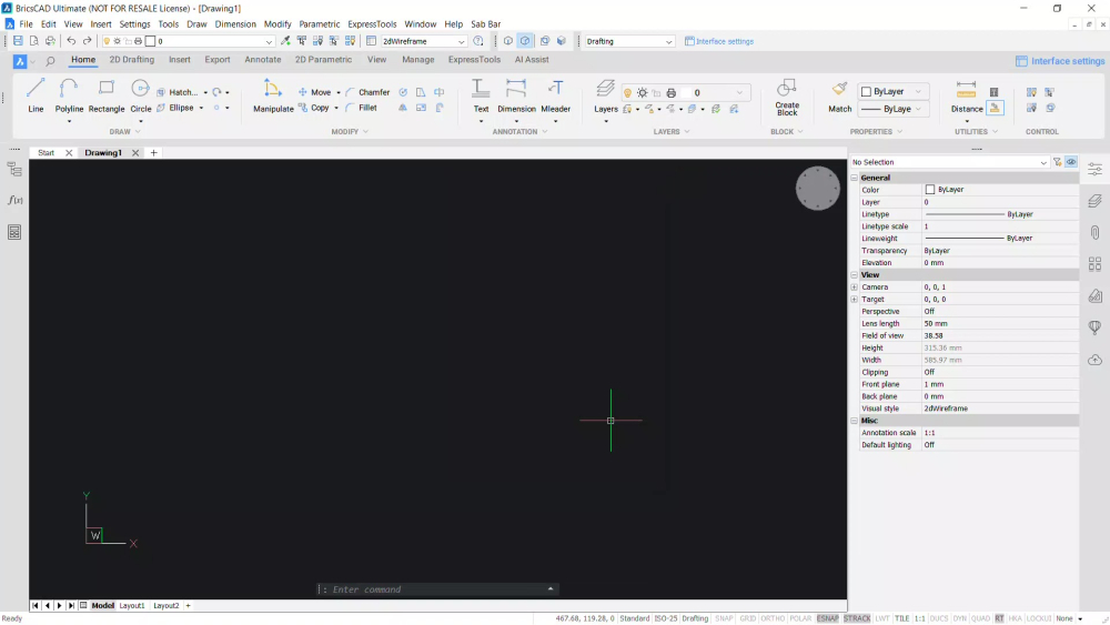 bricscad light theme interface