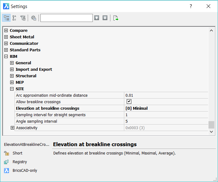 SITE & TIN surfaces in BricsCAD<sup>®</sup> BIM- settings new