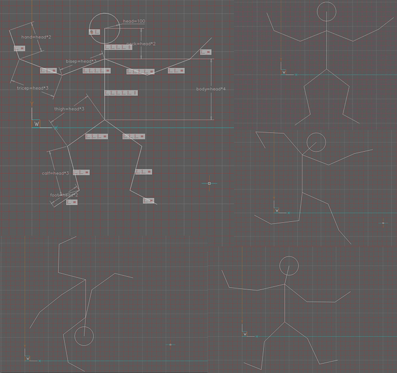 2D Parametric constraints- stick man constraints