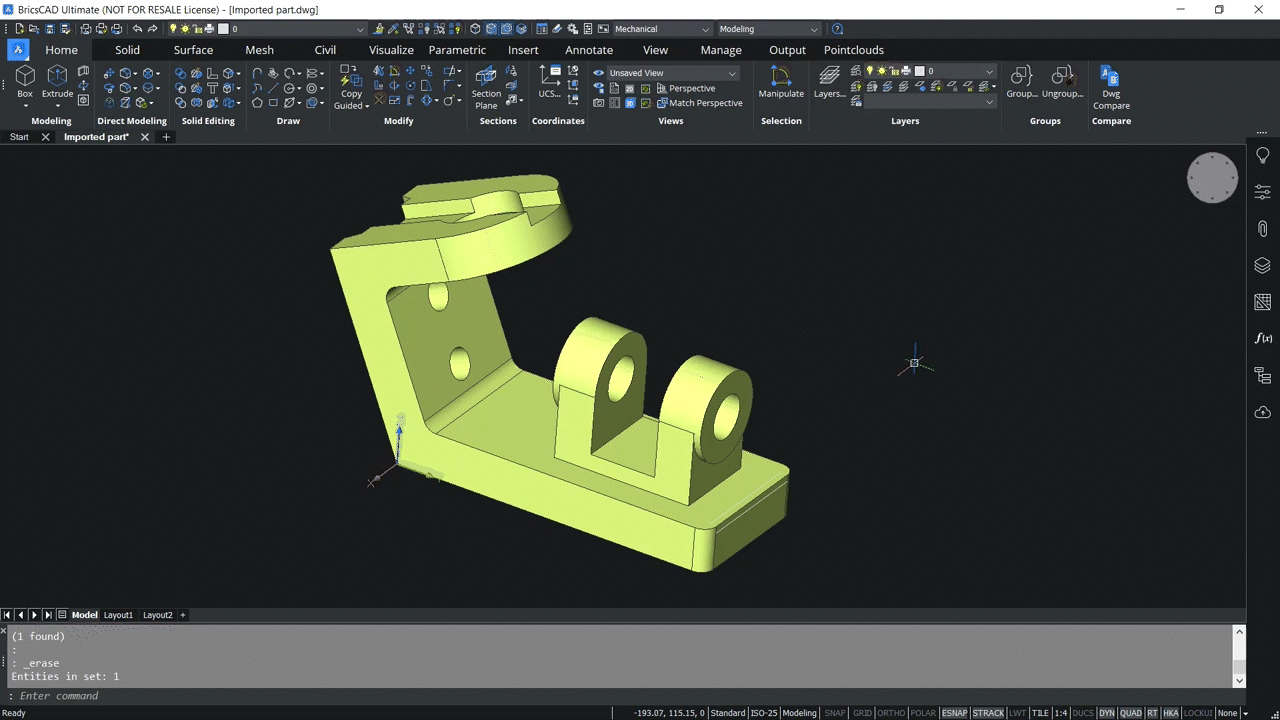 How to use Automatic chamfer recognition in BricsCAD 0,50-0,53