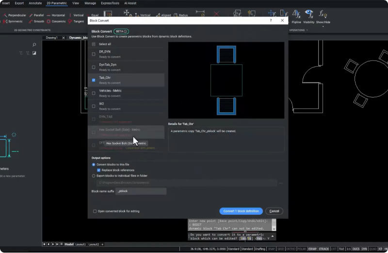 enhanced command dialog blockconvert 