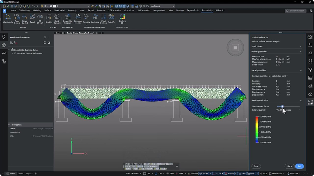 Stress distribution BricsCAD Mechanical