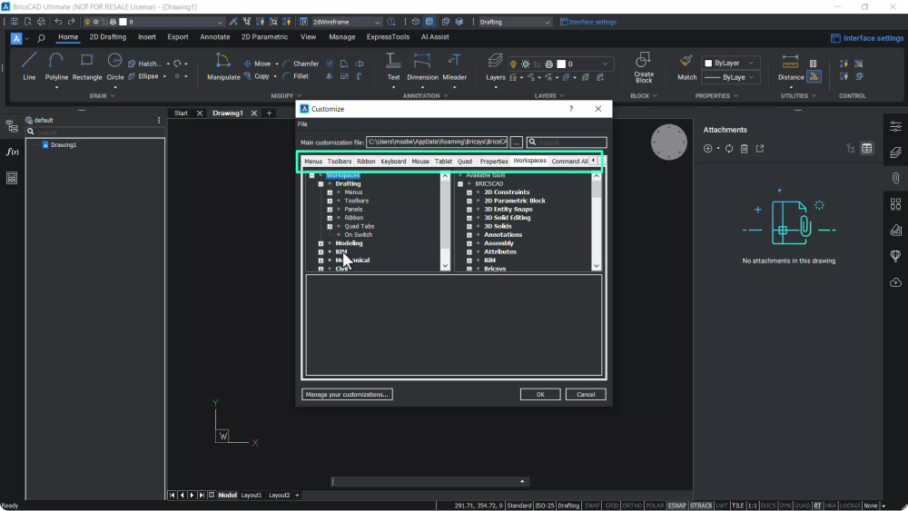Customize dialog 1 Customize dialog 1