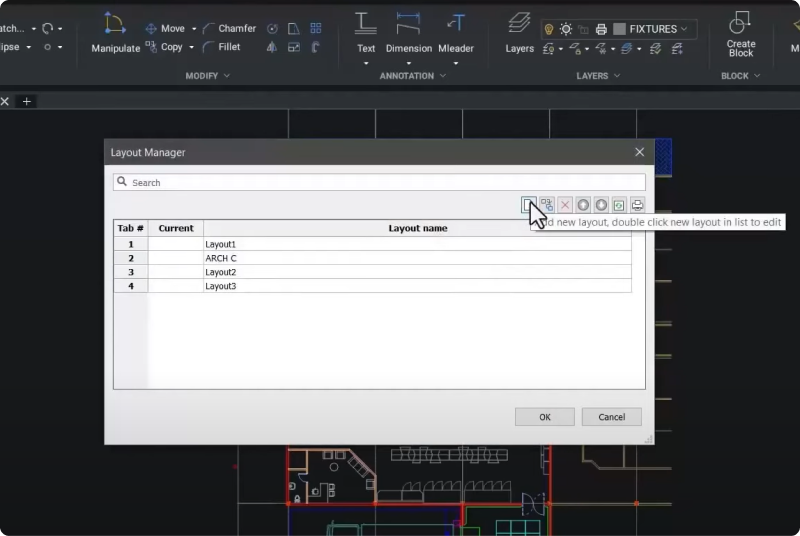 BricsCAD Layout Manager 2D CAD Design