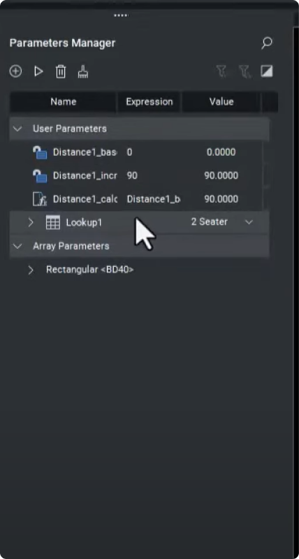 Parameters Manager panel 