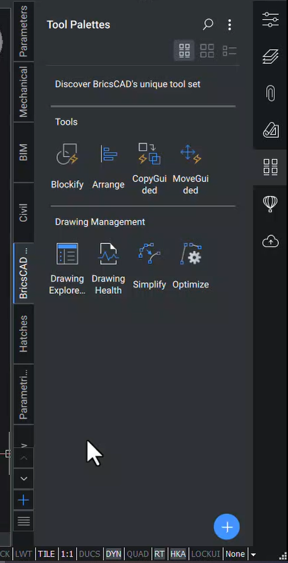 BricsCAD 工具選項板