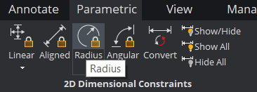 Use 2D Constraints and Parameters to Create a Bracket- radius constraint
