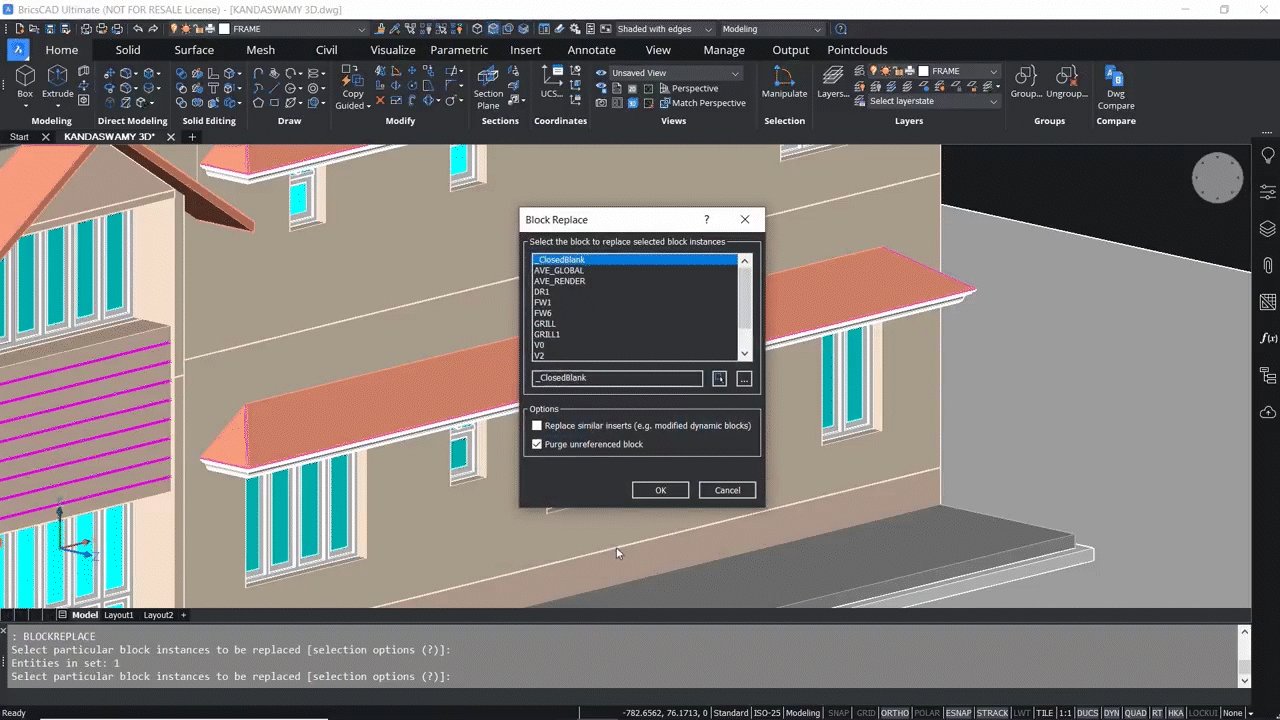 The Block Replace Command in BricsCAD v22 2,01-2,10