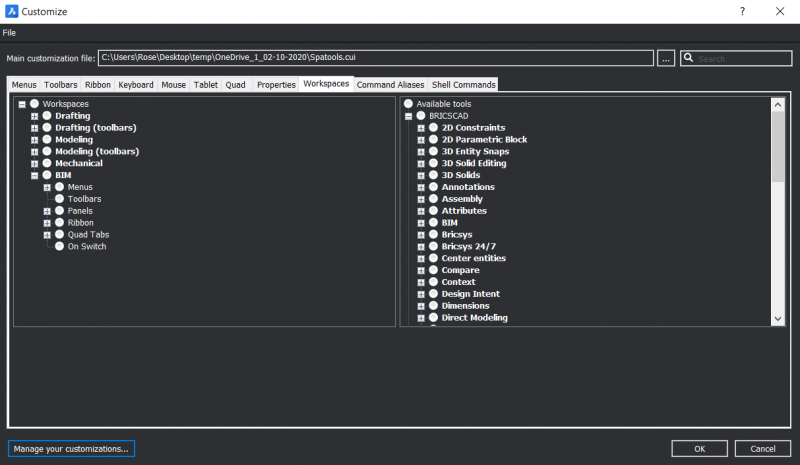 Clean Slate - BricsCAD Factory Default- Customize workspace-800x465