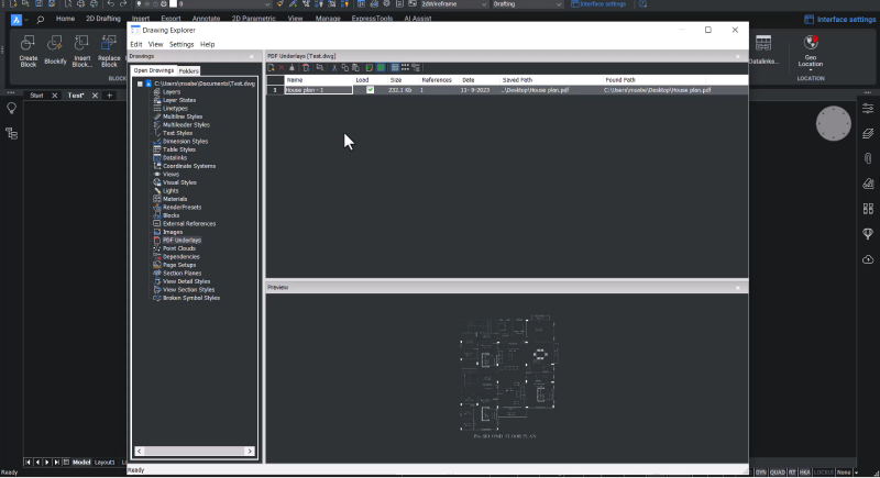 Drawing Explorer PDF Underlay