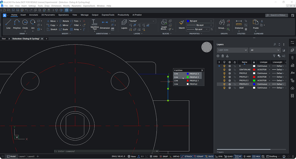 BricsCAD V25.2 SELECTIONCYCLING