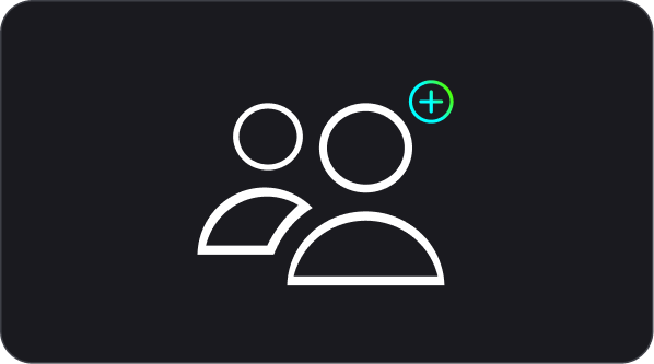 What V27 looks like in action - Thumbnail White outline icon of two people on a dark background, representing a group or community.