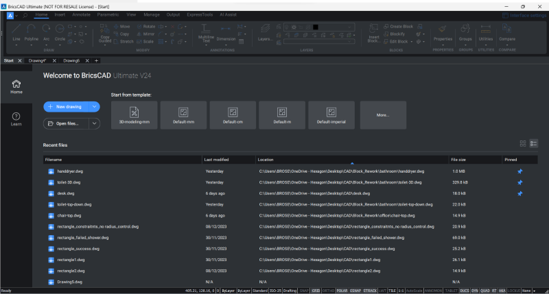 Página de inicio de BricsCAD