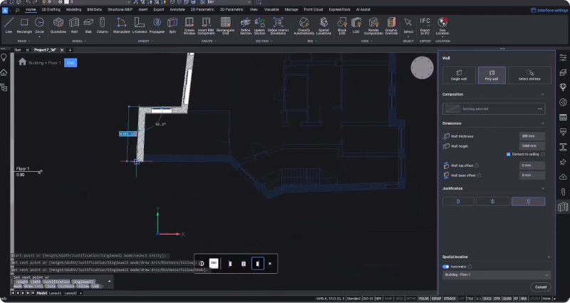 External walls BricsCAD BIM