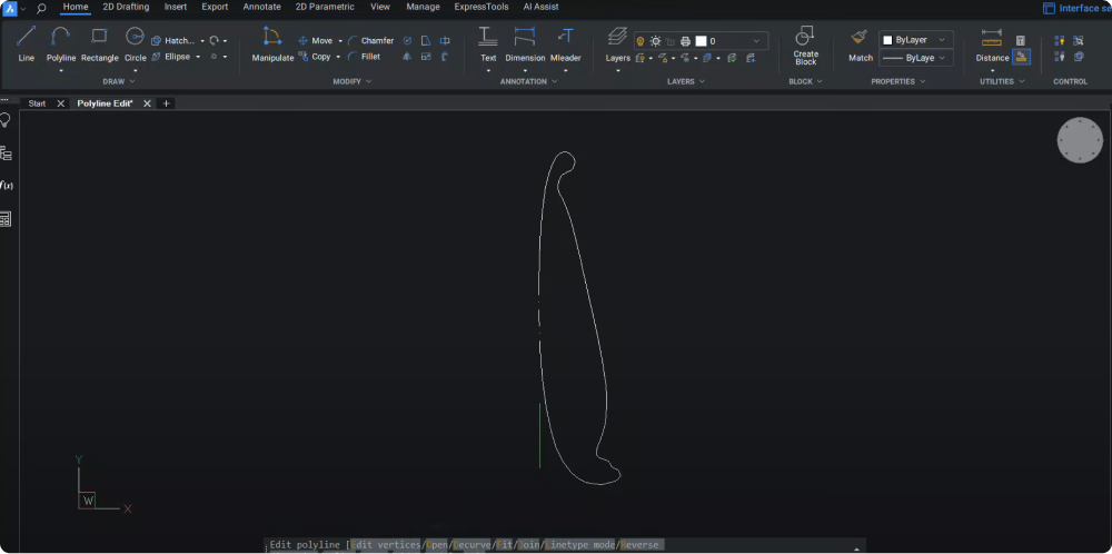 Spline polyline