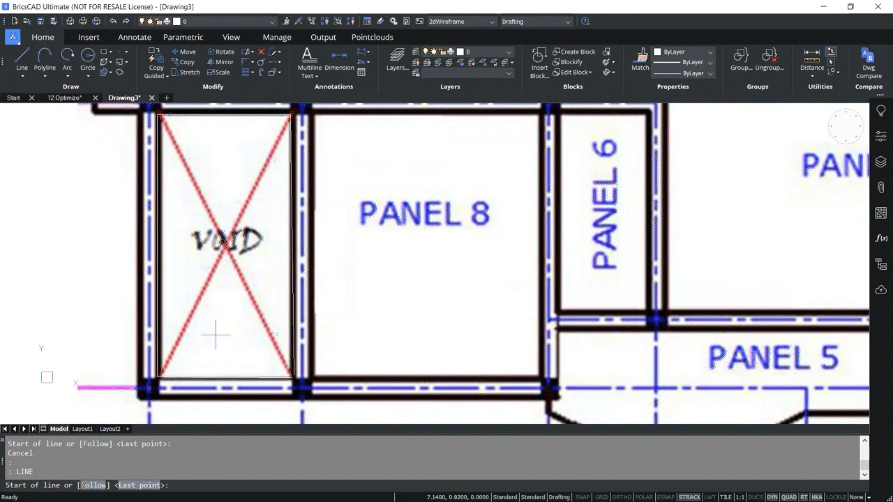 How to use OPTIMIZE 2D command in BricsCAD 1,27-1,30