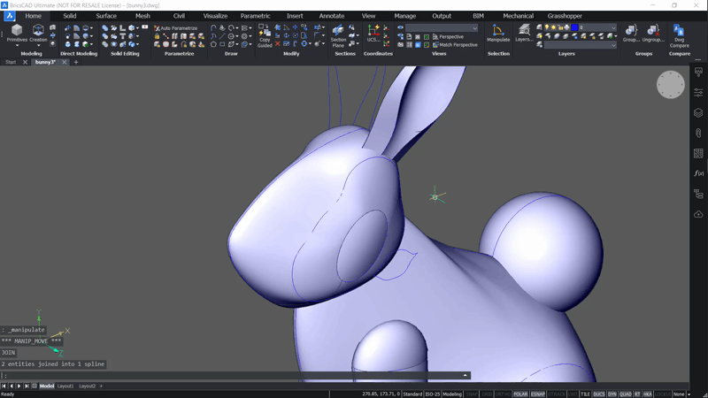 Use Complex, Curved Solids to Draw a 3D, Easter Bunny- extract eye