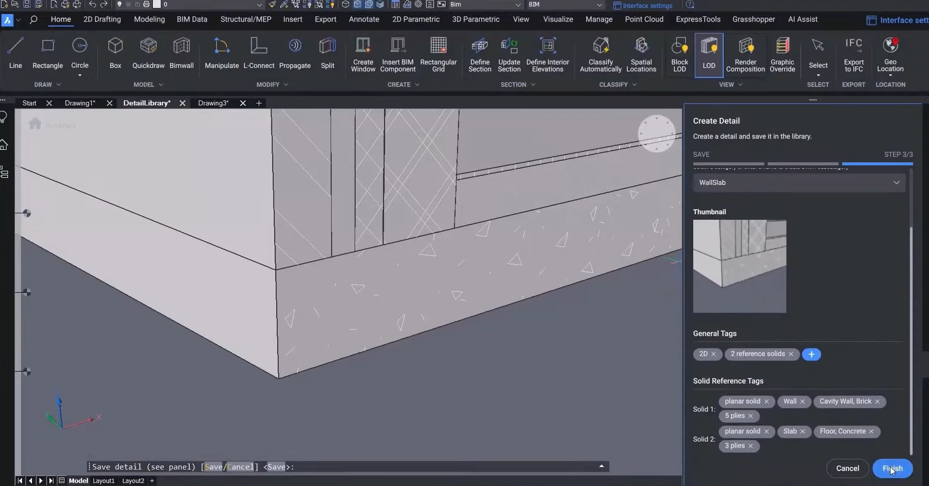 BricsCAD BIM New Features 3D Detail Panel