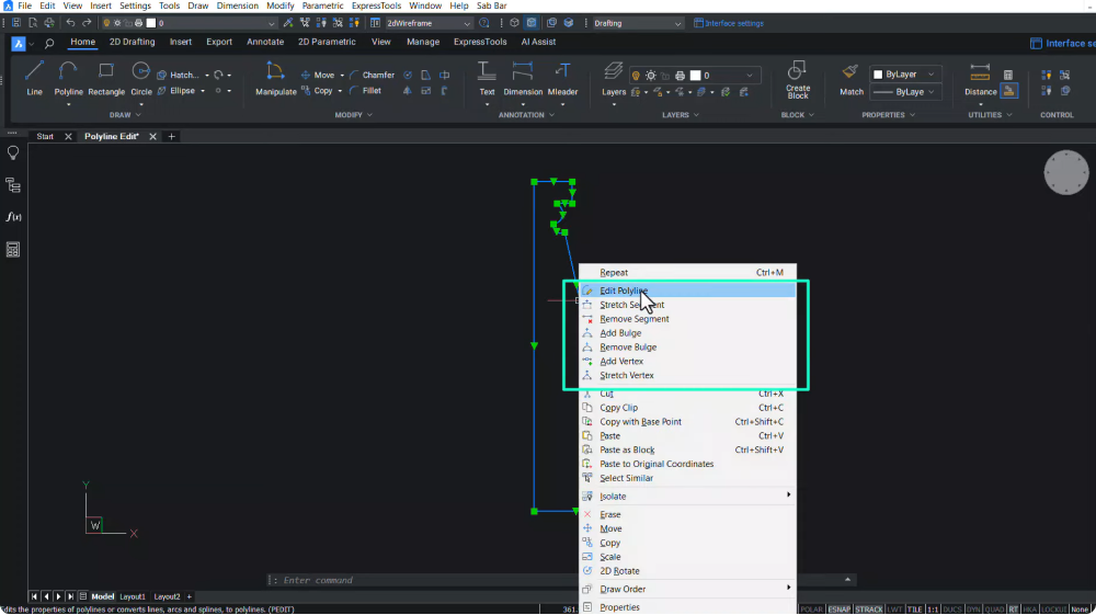 right click polyline