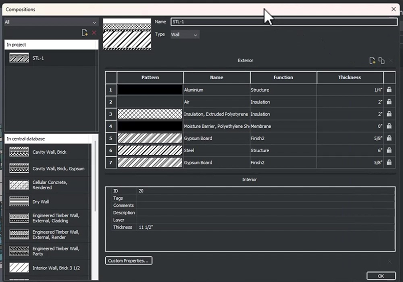 compositions dialog box BricsCAD BIM